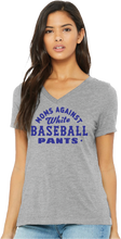 Load image into Gallery viewer, Moms Against White Baseball Pants V-neck T-shirt