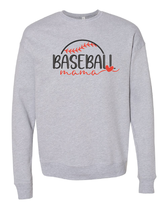 Baseball Mama Heart Embroidered Sweatshirt