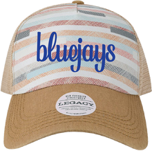 Load image into Gallery viewer, Fabric Stripes Bluejays Embroidered Trucker Hat
