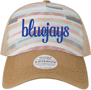 Fabric Stripes Bluejays Embroidered Trucker Hat