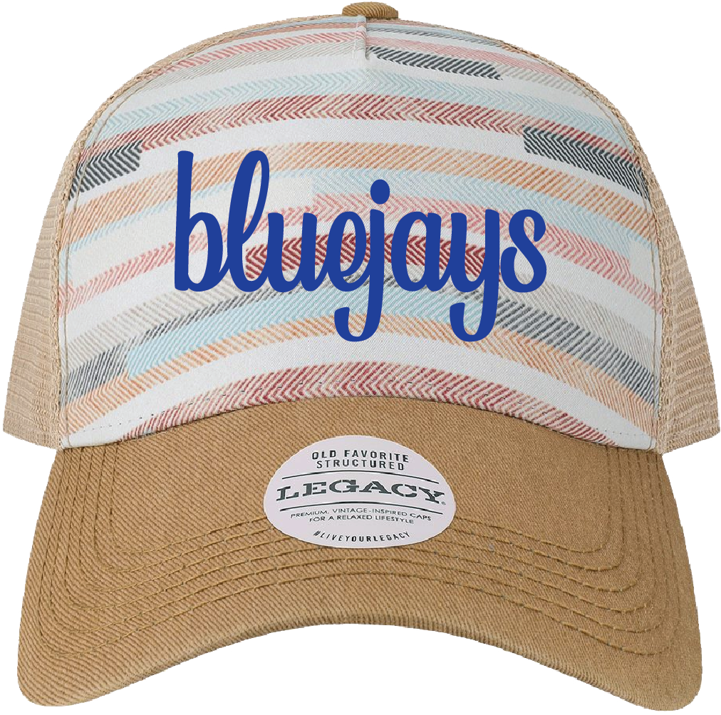 Fabric Stripes Bluejays Embroidered Trucker Hat