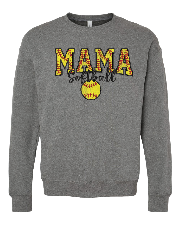 Softball Mama Embroidered Sweatshirt