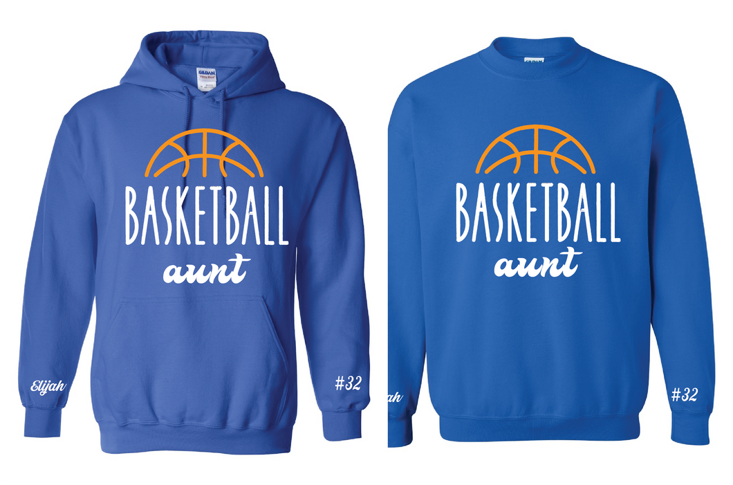 Clever Embroidered Basketball Aunt Sweatshirt or Hoodie